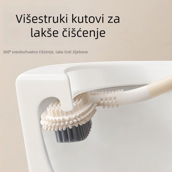 Golf zidna četka za zahod, dvostruka meka guma, kućna četka za WC bez mrtvih kutova, bez bušenja, duga drška za kupaonicu