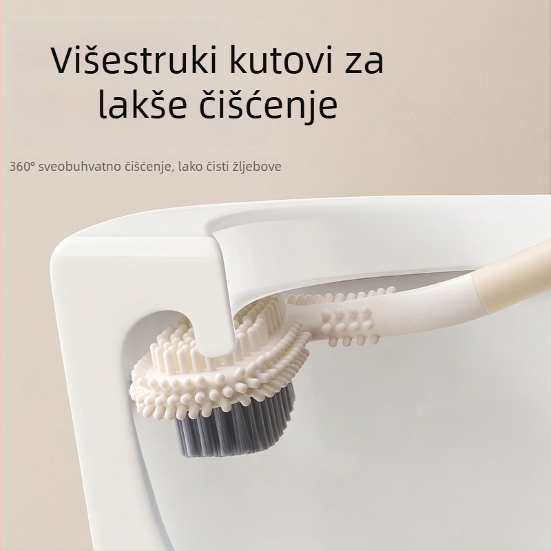 Golf zidna četka za zahod, dvostruka meka guma, kućna četka za WC bez mrtvih kutova, bez bušenja, duga drška za kupaonicu