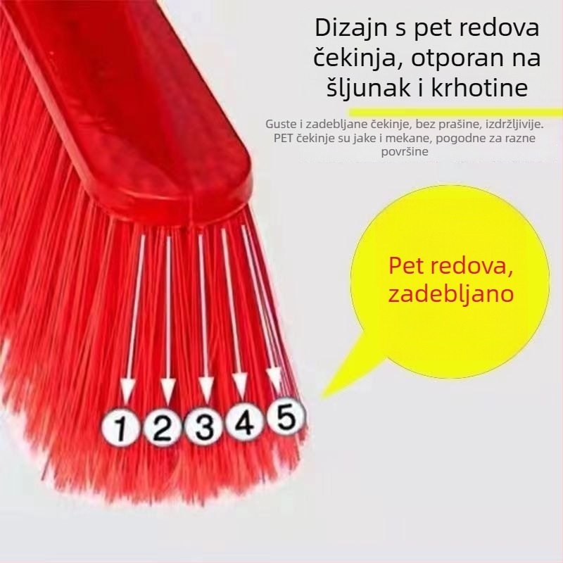 Plastična metla s pet redova tvrdih vlakana, za kućno i školsko čišćenje, ekstra debela