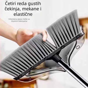 Dvije djelovi set metle i lopatice za prašinu, s debelim mekanim dlačicama za kućno čišćenje