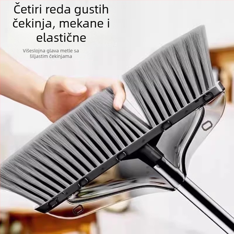 Dvije djelovi set metle i lopatice za prašinu, s debelim mekanim dlačicama za kućno čišćenje