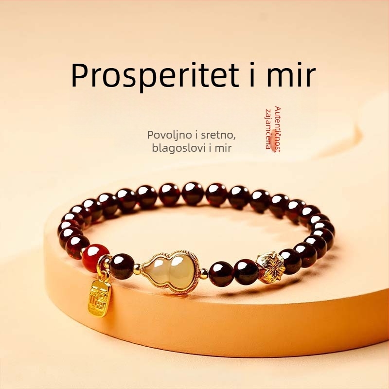 Novi kineski stil: prava granatna narukvica za muškarce i žene, Hetian jade narukvica, talisman sreće i blagostanja, poklon za godinu zodijaka