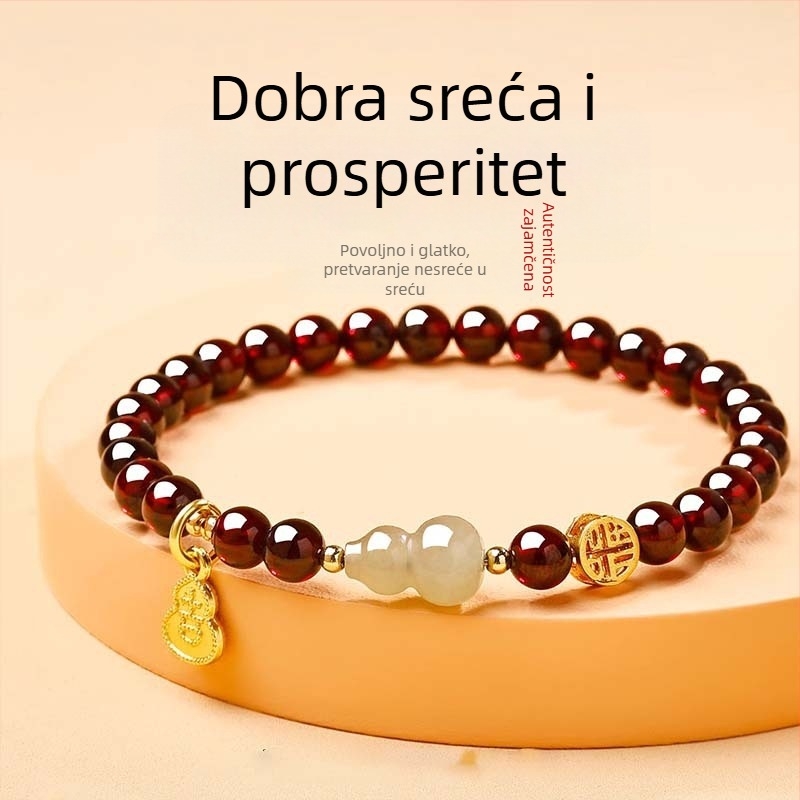 Novi kineski stil: prava granatna narukvica za muškarce i žene, Hetian jade narukvica, talisman sreće i blagostanja, poklon za godinu zodijaka