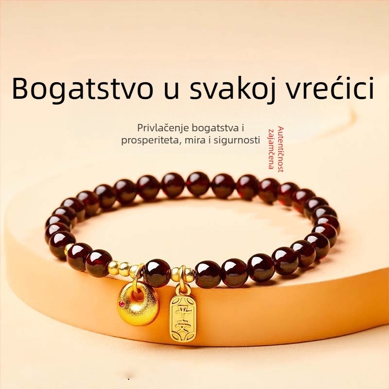 Novi kineski stil: prava granatna narukvica za muškarce i žene, Hetian jade narukvica, talisman sreće i blagostanja, poklon za godinu zodijaka