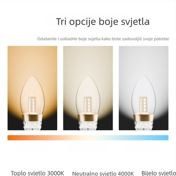 LED žarulja tipa svijeća sa staklenim kućištem, baza E14/E27, za kristalni luster