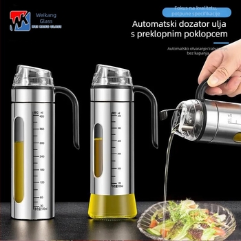 Nehrđajući čelik boca za ulje s automatskim otvaranjem i zatvaranjem, veliki kapacitet, mjernom skalom, kuhinjska posuda za umake sojini sos i sezamovo ulje