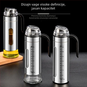Nehrđajući čelik boca za ulje s automatskim otvaranjem i zatvaranjem, veliki kapacitet, mjernom skalom, kuhinjska posuda za umake sojini sos i sezamovo ulje