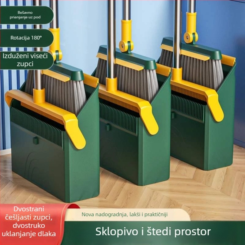 Skup metla i daska za prašinu, sklopiva s mekanim vlaknima za kućnu upotrebu