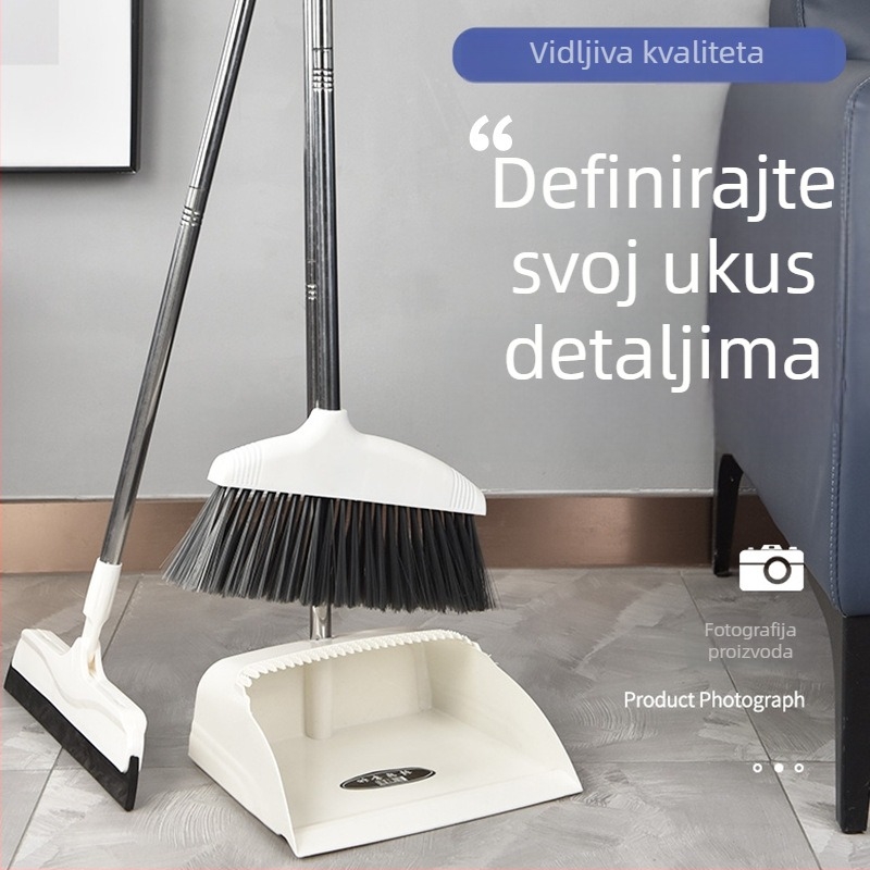 Set metle i lopatice za prašinu, dvodijelni set, ojačana drška, bez ljepila, za spavaću sobu