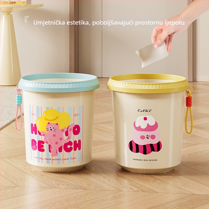 Dopamin karikatura kanta za smeće za kućnu upotrebu, plastična koš bez poklopca, 6 L, cilindričnog oblika, slatka i funkcionalna