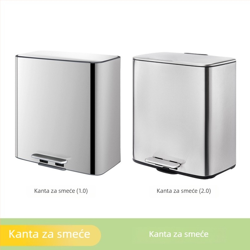 HUAJIANG nehrđajući čelični pedalni koš za smeće s podjelom mokro/suho, velik dvostruki odjeljak za kućnu upotrebu (kuhinja, kupaonica, dnevni boravak)