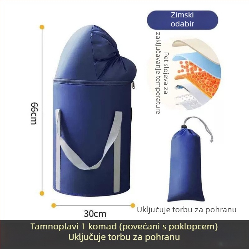 Sklopiva duboka kadica za kupanje stopala, pokriva do potkoljenice, regulacija temperature, izolacija iznad koljena, prijenosna, para, otporna na visoke temperature, nepropusna.