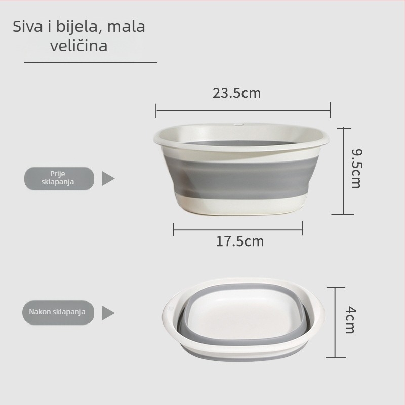 Sklopiva vodena posuda za dom i dom učenika, za pranje lica i rublje, za aktivnosti na otvorenom i putovanja; prijenosna posuda za namakanje stopala; višestruka upotreba.