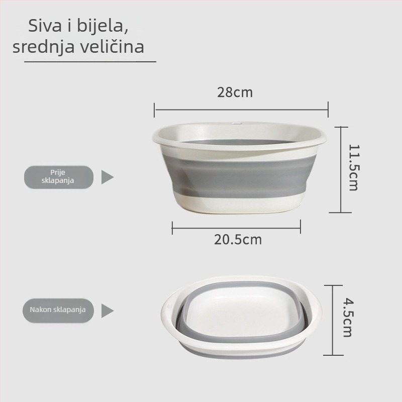 Sklopiva vodena posuda za dom i dom učenika, za pranje lica i rublje, za aktivnosti na otvorenom i putovanja; prijenosna posuda za namakanje stopala; višestruka upotreba.