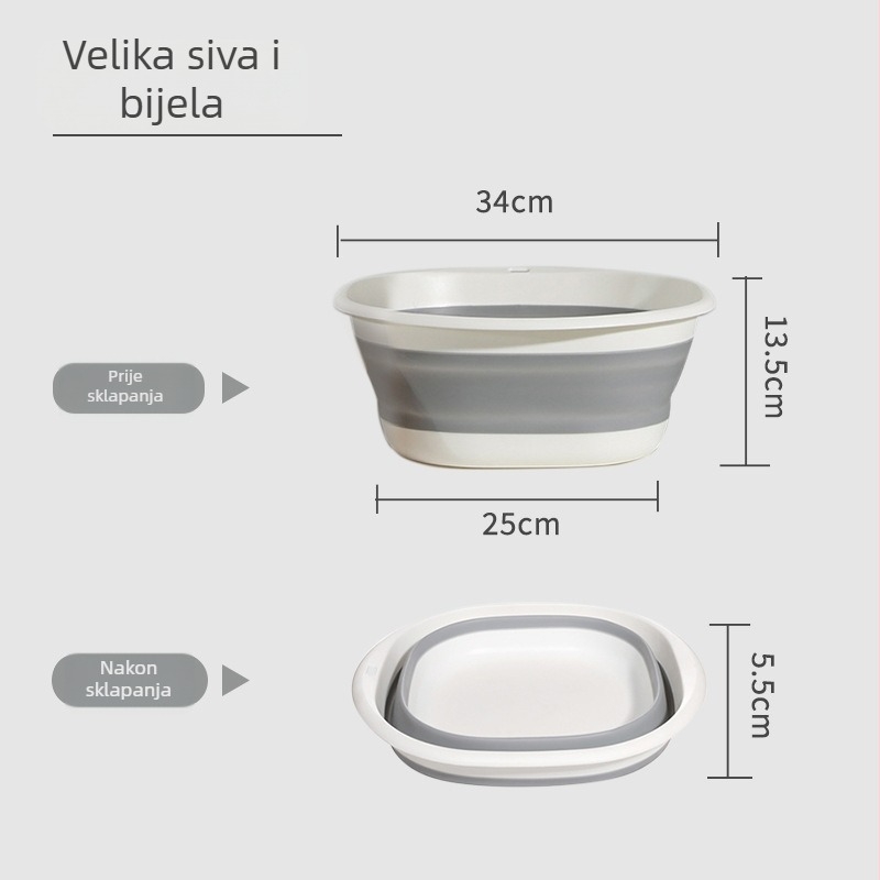 Sklopiva vodena posuda za dom i dom učenika, za pranje lica i rublje, za aktivnosti na otvorenom i putovanja; prijenosna posuda za namakanje stopala; višestruka upotreba.