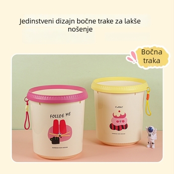 Plastična kanta za otpad, cilindričnog oblika, 8 L, s printom crtani lik, elegantan dizajn za dnevni boravak, kuhinju i kupaonicu