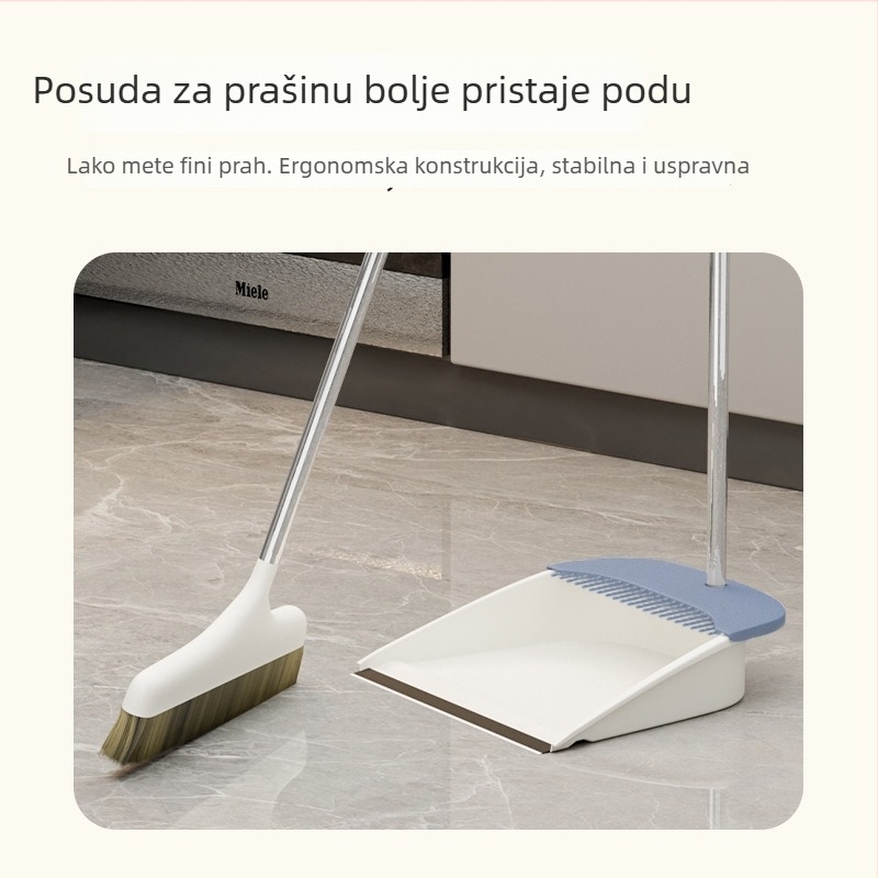 Kućni set metle i lopatice za prašinu, s glavom koja sprječava zapetljavanje dlaka