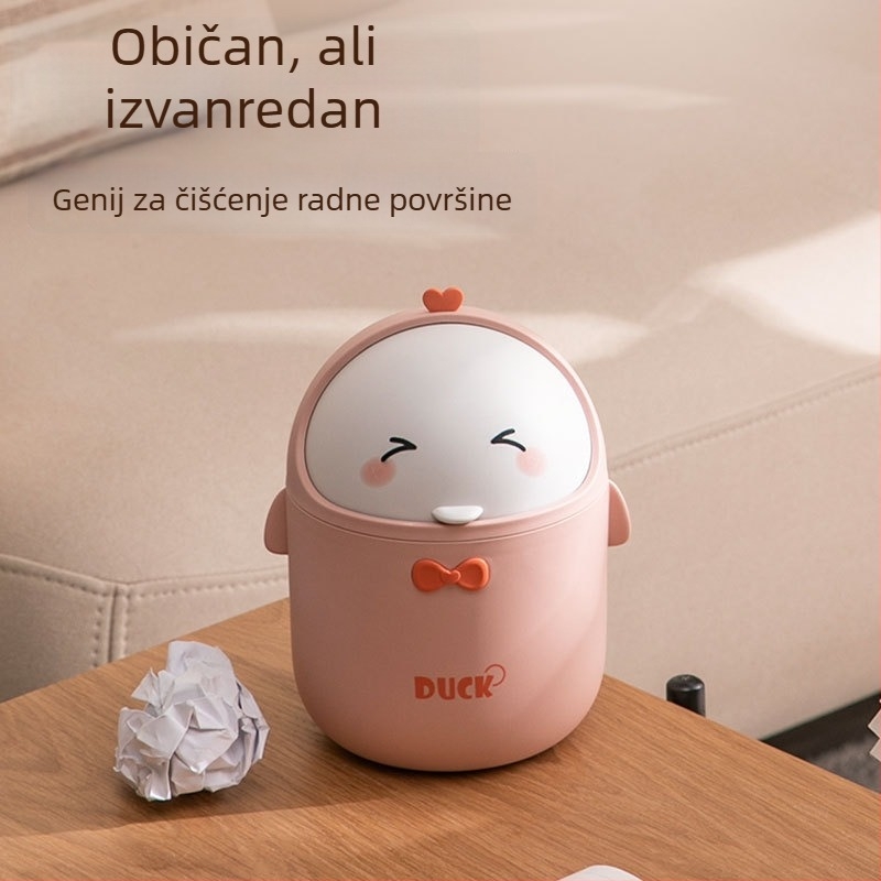 Slatka kanta za otpad na radnom stolu u obliku patke, plastična mini kanta