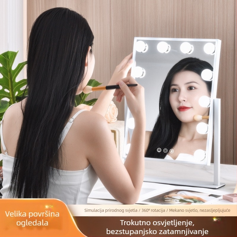 Stolno ogledalo za šminkanje s LED rasvjetom, hollywoodski stil – za makeup umjetnike, ultra jarko dopunsko osvjetljenje