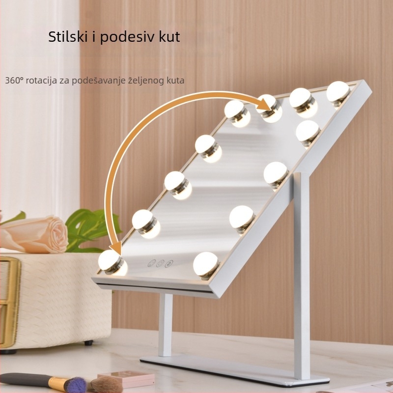Stolno ogledalo za šminkanje s LED rasvjetom, hollywoodski stil – za makeup umjetnike, ultra jarko dopunsko osvjetljenje