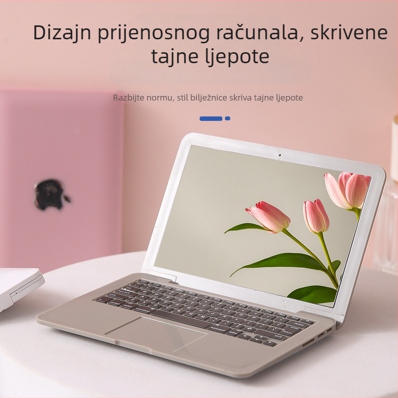 Kreativno mini ogledalo u obliku prijenosnog računala, sklopivo ogledalo za šminkanje na stolu