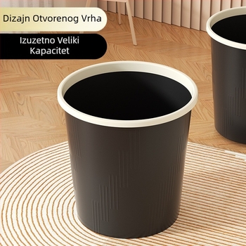 Plastični koš za otpad, 8 L, cilindričnog oblika, bez poklopca, za kućnu upotrebu — s pritisknim prstenom i funkcijom protiv mirisa