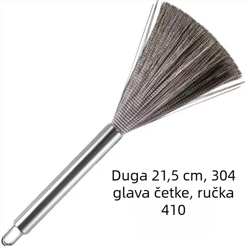 Četka za lonce od nehrđajućeg čelika 304, velika kugla od žice i opružna žica, duga drška