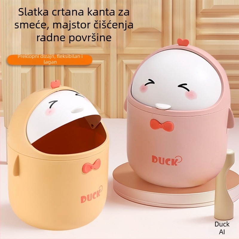 Mali plastični koš za otpatke s poklopcem koji se otvara ljuljačkom, za stol, studentski dom i uz krevet, za pohranu ispod kreveta.