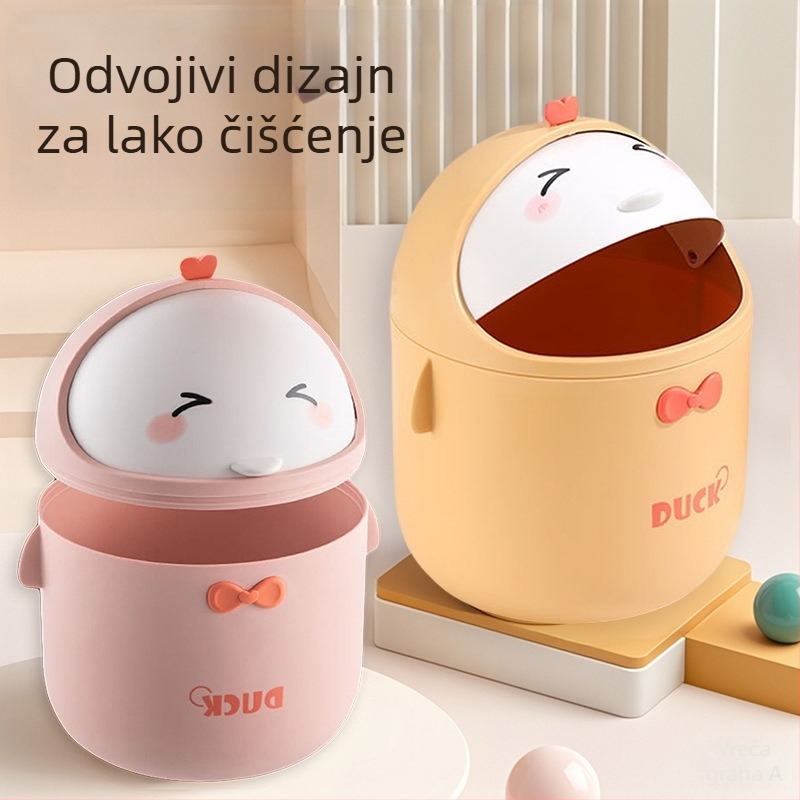Mali plastični koš za otpatke s poklopcem koji se otvara ljuljačkom, za stol, studentski dom i uz krevet, za pohranu ispod kreveta.