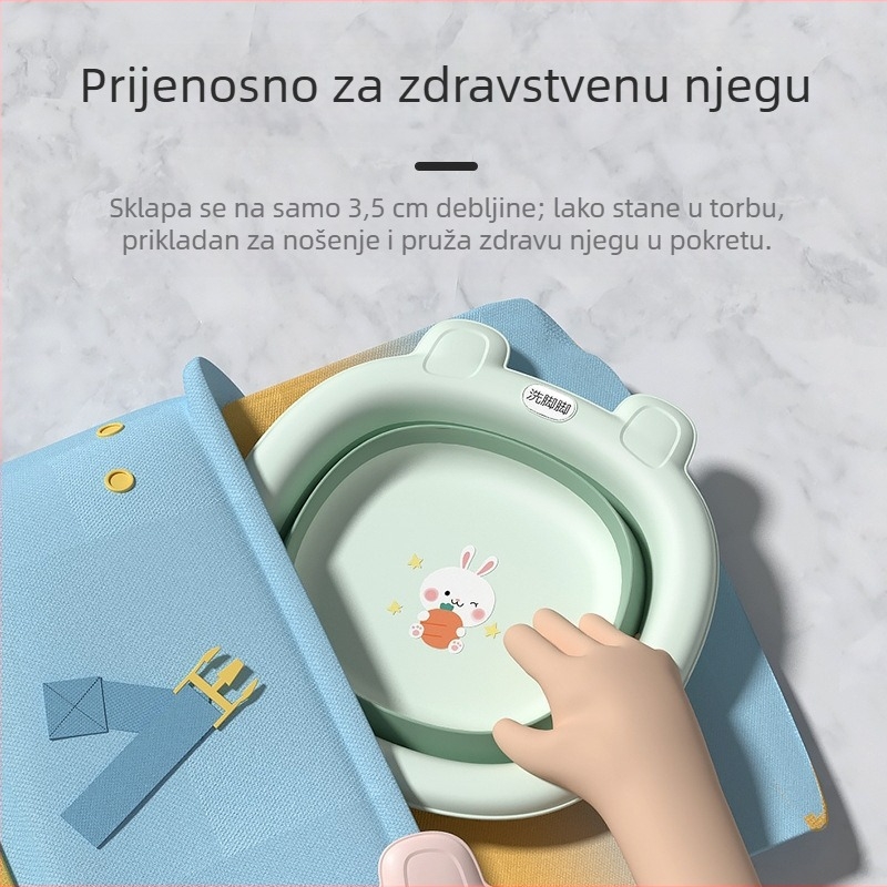 Sklopna dječja posuda za pranje lica s crtić dizajnom, PP plastika, 32 cm, s užetom za kačenje