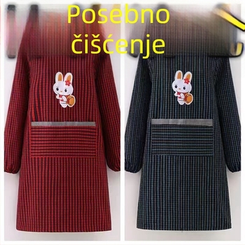 Dugački rukavni smock od grubog kariranog materijala, unisex radna pregača, otporna na mrlje, dvostrana