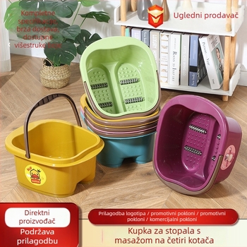 Plastična kada za stopala s četiri kotačića i rolom, prijenosna