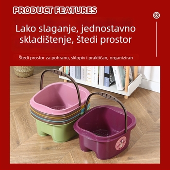 Plastična kada za stopala s četiri kotačića i rolom, prijenosna
