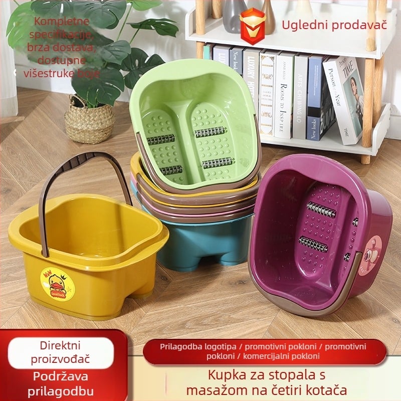Plastična kada za stopala s četiri kotačića i rolom, prijenosna