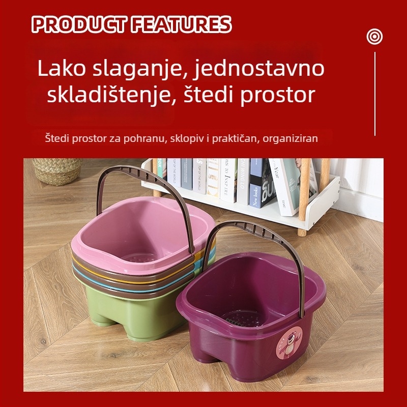 Plastična kada za stopala s četiri kotačića i rolom, prijenosna