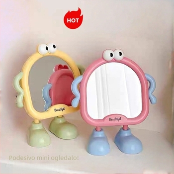 Ogledalo za šminkanje za studentski dom, slatko karikaturano mini ogledalo, HD stolno ogledalo za ured