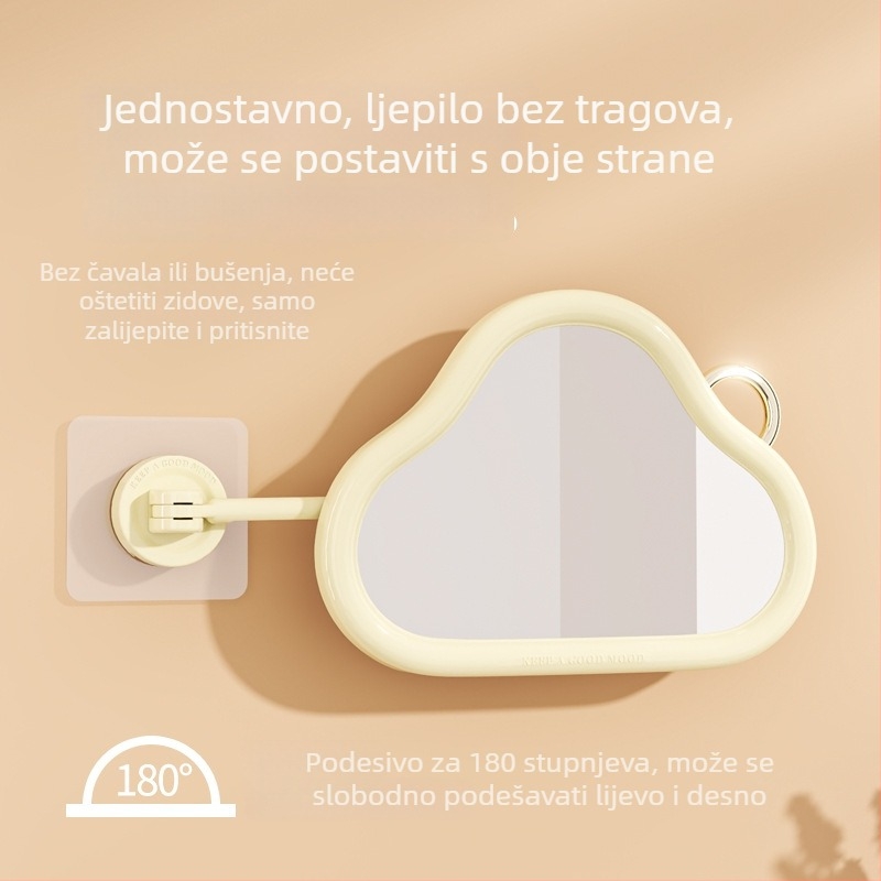 Zidno sklopivo ogledalo za šminkanje, bez bušenja rupa, slatko stolno ogledalo za domove i studente