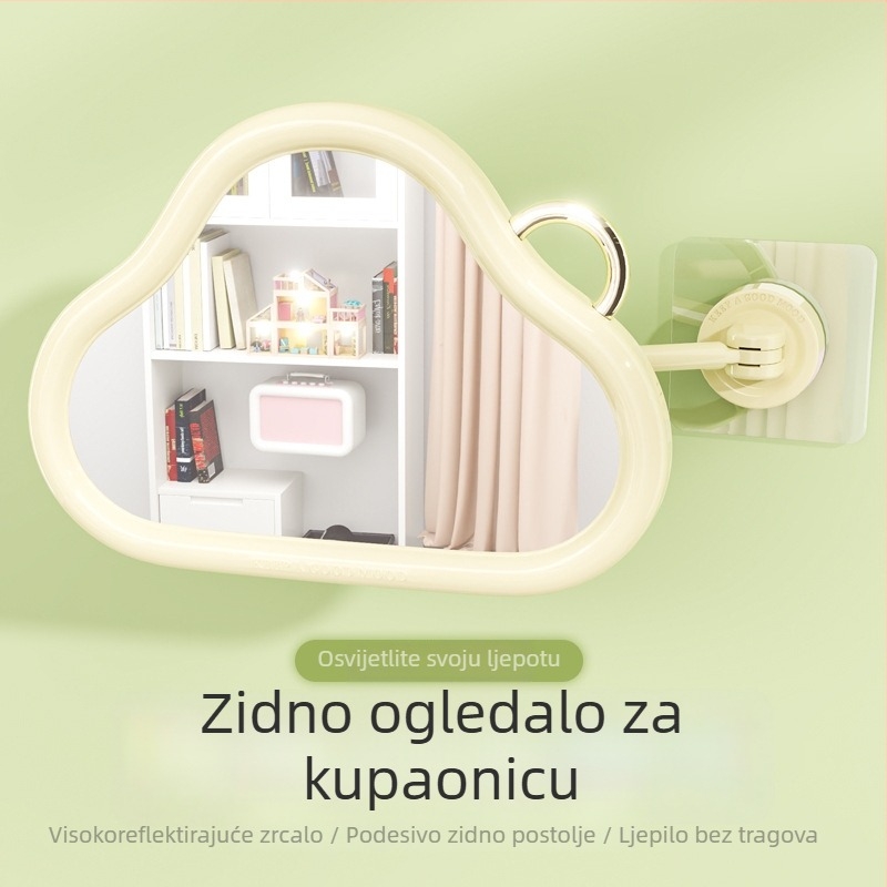 Zidno sklopivo ogledalo za šminkanje, bez bušenja rupa, slatko stolno ogledalo za domove i studente