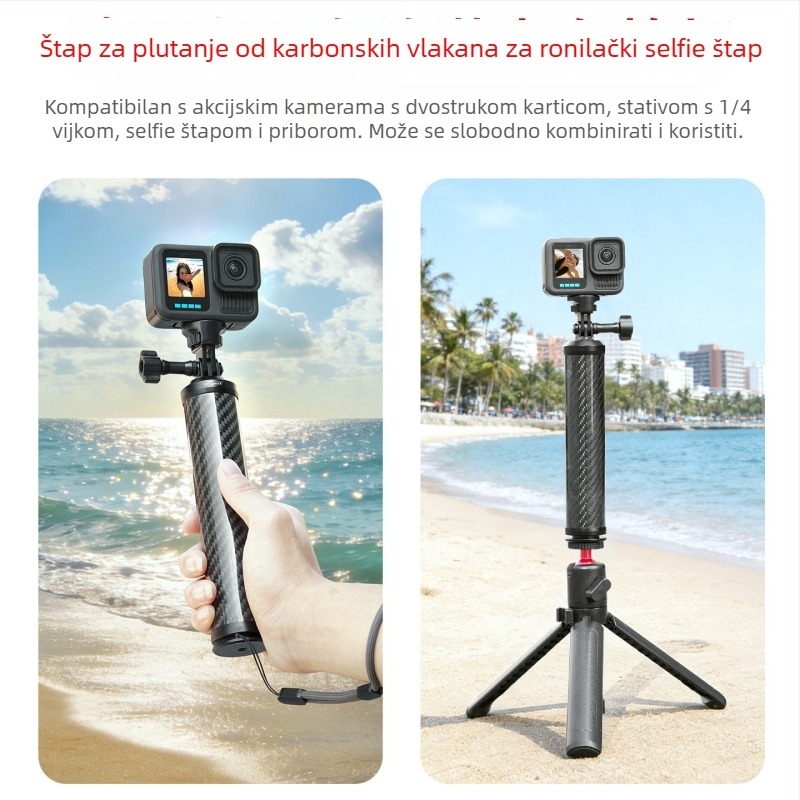 Karbonska plutajuća selfie palica za ronjenje, kompatibilna s GoPro 13 / Action6 serijom sportskih kamera