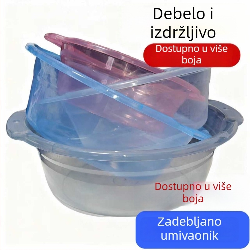 Prozirna plastična umivaonica, okrugla, prehrambene kvalitete, za kućnu i studentsku upotrebu