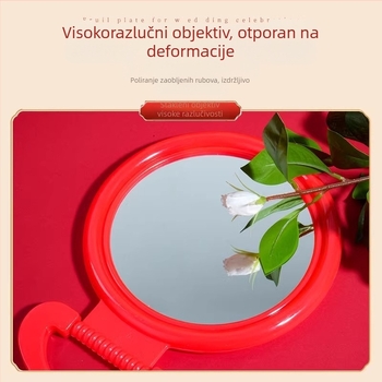 Vintage ogledalo za šminkanje, zidno s crvenim vjenčanim visećim dizajnom, veliko jednostrano stolno ogledalo