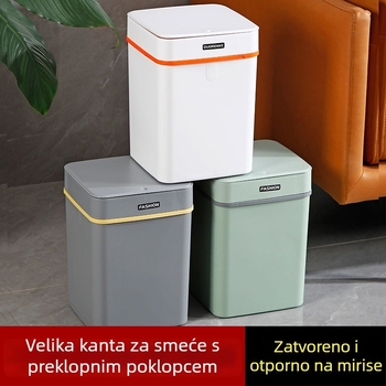 Kvadratni kantu za otpadke za kupaonicu s tlacnim poklopcem, pogodna za dnevni boravak, kupaonicu i ured