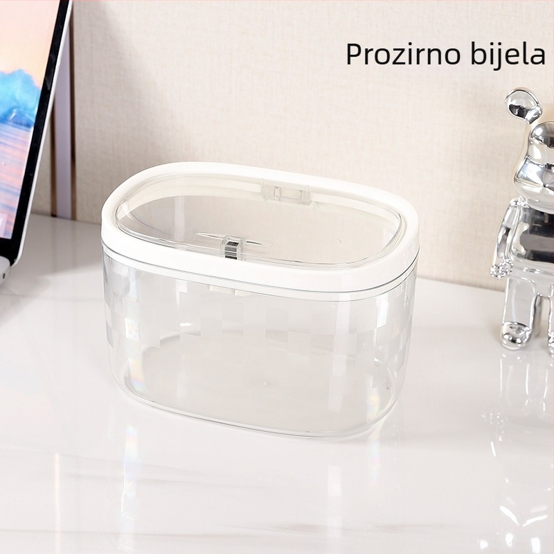 Stolni kantu za smeće s pop-up poklopcem, prozirna, 4 L, za dom, dnevni boravak, spavaću sobu, ured i automobil – izdržljiva debela plastika