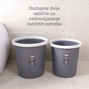 Kružni plastični smećnjak bez poklopca, 6 L, mat završetak, za kuhinju, kupaonicu i ured