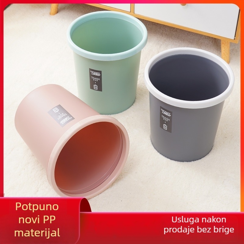 Kružni plastični smećnjak bez poklopca, 6 L, mat završetak, za kuhinju, kupaonicu i ured