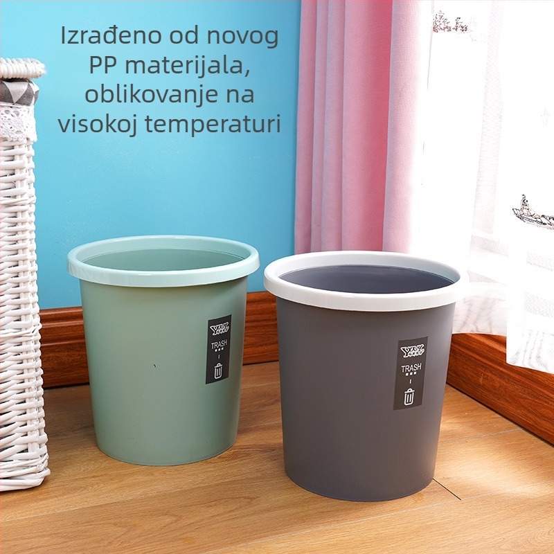 Kružni plastični smećnjak bez poklopca, 6 L, mat završetak, za kuhinju, kupaonicu i ured