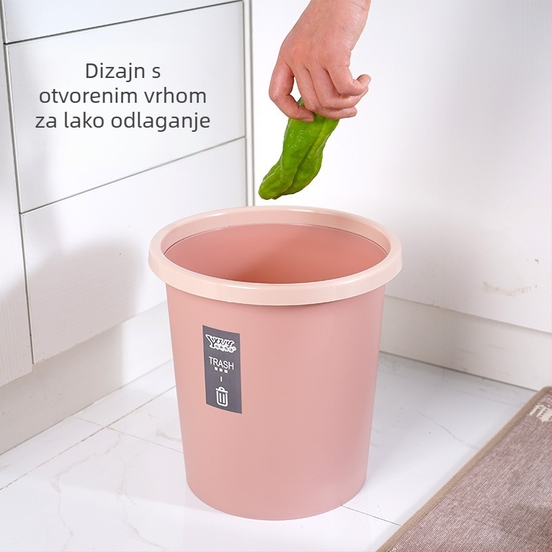 Kružni plastični smećnjak bez poklopca, 6 L, mat završetak, za kuhinju, kupaonicu i ured