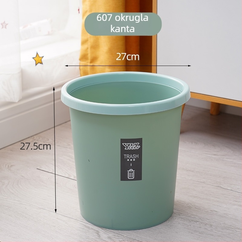 Kružni plastični smećnjak bez poklopca, 6 L, mat završetak, za kuhinju, kupaonicu i ured