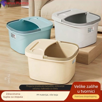 Plastična prijenosna kadica za stopala za kućnu upotrebu, masaža stopala, deblja i dublja kadica, izdržljiva i otporna na lomljenje, s poklopcem
