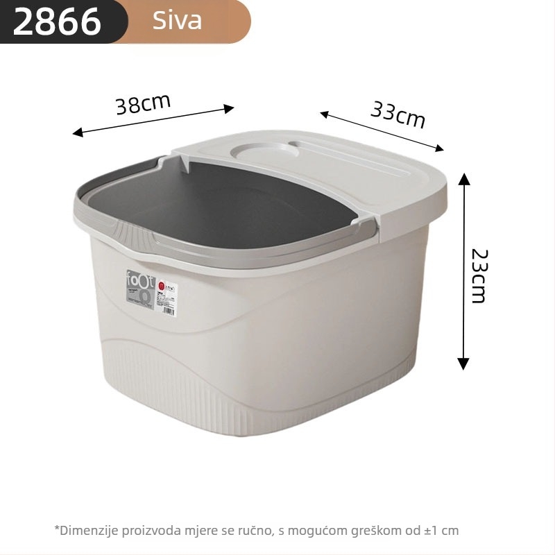 Plastična prijenosna kadica za stopala za kućnu upotrebu, masaža stopala, deblja i dublja kadica, izdržljiva i otporna na lomljenje, s poklopcem